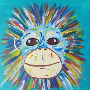 12x12 Baby Monkey- Original
